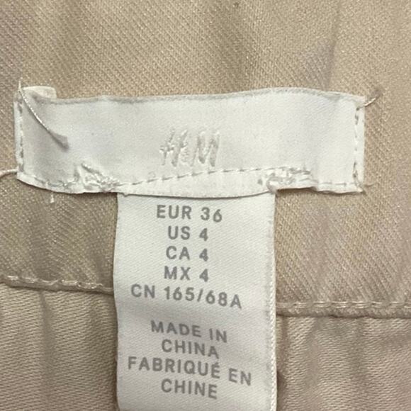 H&M Women's Linen White Business Wide Straight Leg Dress Trousers Pants Size 4 - Picture 4 of 5